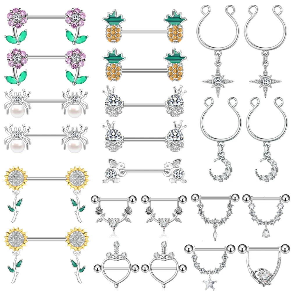 Body Jewelry Nipple Rings - Conjuntos de 2 Peças de Piercings