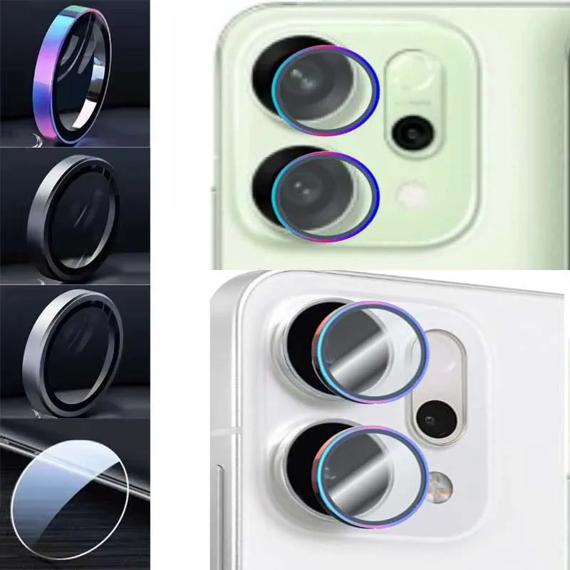 

for Oppo Reno14 Pro Lens Protector Tempered Glass Cap Colorful Metal Ring Back Camera Protective Cover Hard Film Glass