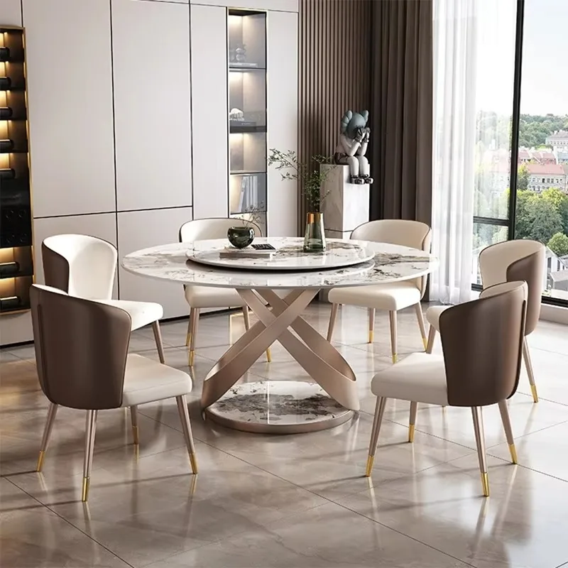 

Luxury Italian Round Dining Table Latest Designer Modern Dining Table With Chairs Wholesale High End Dining Table Set