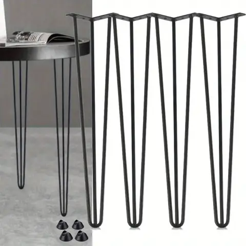 4pcs 45CM Furniture Legs, Set of 4 Hairpin Table Legs, Steel Hairpin Legs with 3 Sturdy Rods, for Coffee Table Dining Table