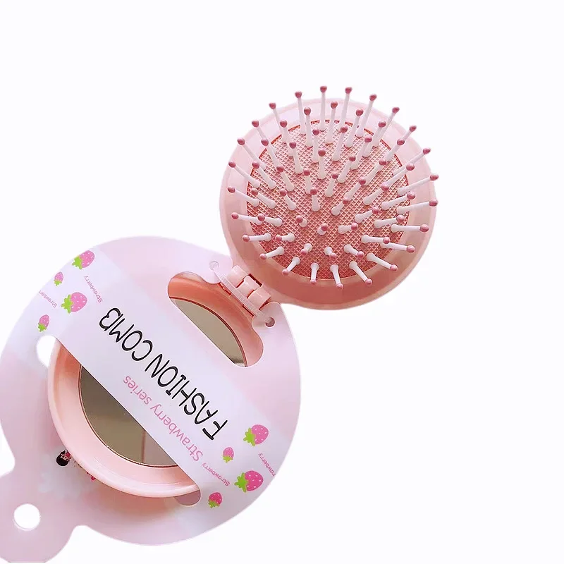 New Candy Color Folding Comb with Mirror Small Portable Travel Anti-static Folding Air Cushion Massage Combs Hair Care Brushes