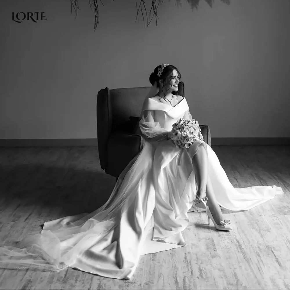 

LORIE Sweetheart Off Shoulder Luxury Wedding Gowns Lantern Sleeves Princess Backless Bride Dresses Puffy A-Line Bridal Dress