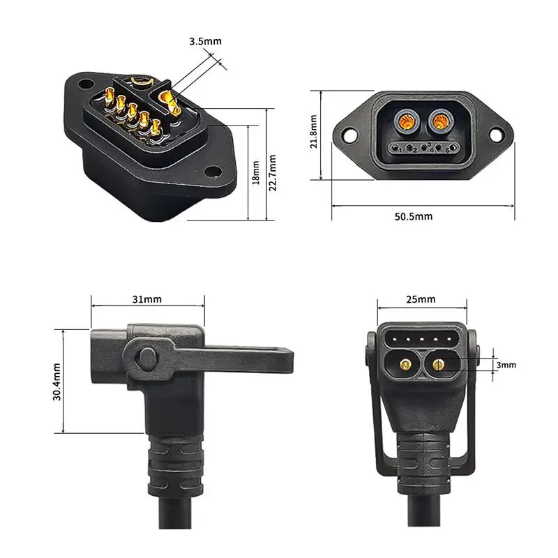 2+5 Electric Vehicle Charging Plug Male Female 2+5 Lithium Battery Connector Waterproof E-bike Power Exchange Plug Socket Line