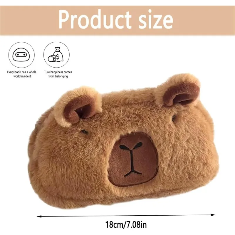Multifunktionales Federmäppchen mit großem Fassungsvermögen, 1 Stück niedliches Plüsch-Capybara-Federmäppchen