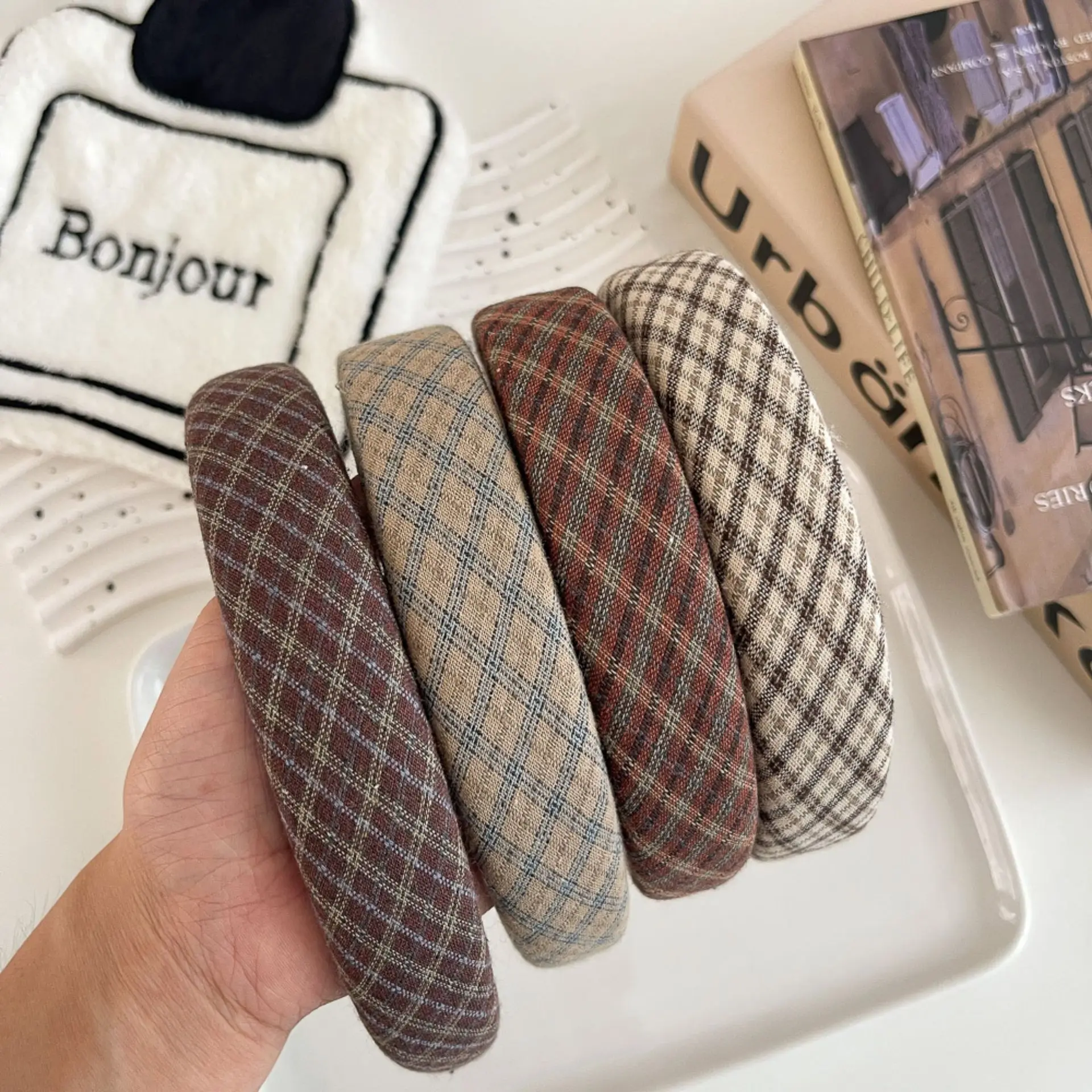 Britse College Stijl Plaid Haarbanden Hoofdband Vrouwen Meisje Scrunchies Haar Hoofd Hoepel Band Accessoires Hoofdtooi Hoofddeksels Ornament