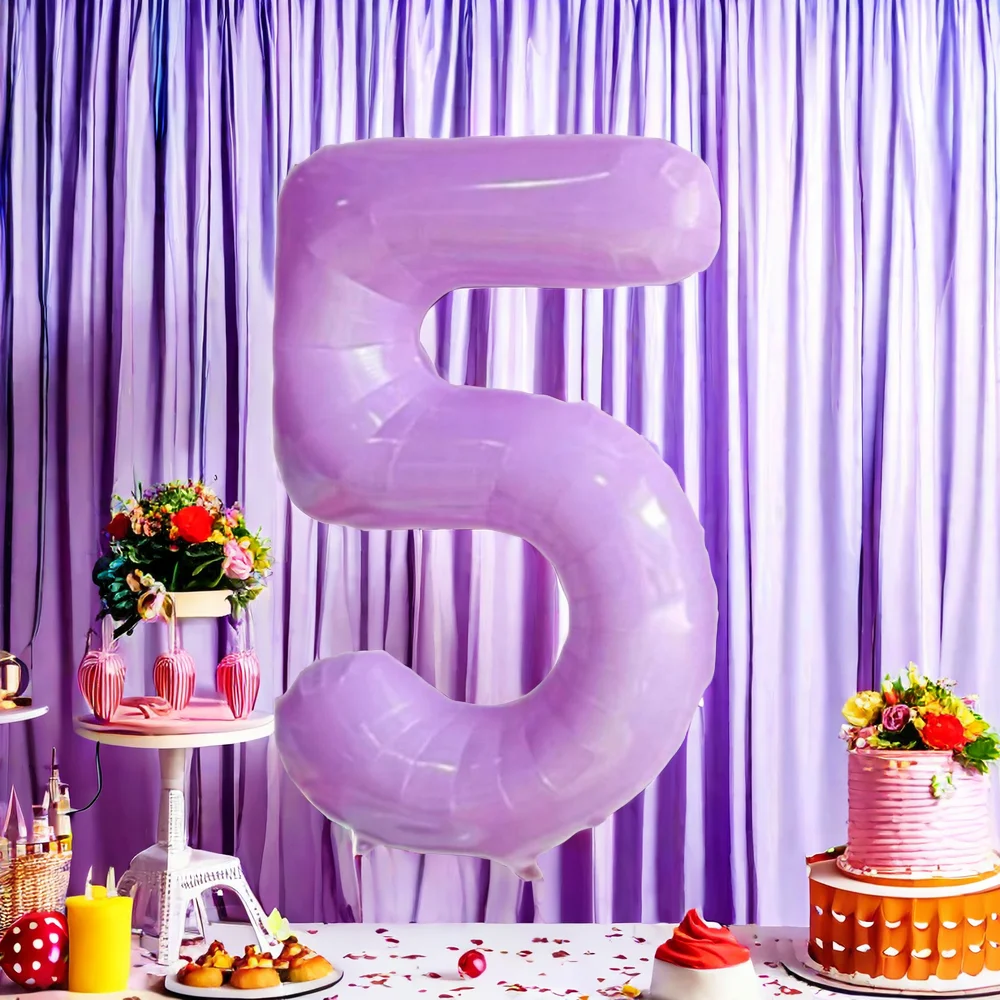 Light Purple Number Balloons Aluminum Foil Balloon Birthday Party Decoration 0-9 Cute Baby Shower Decoration