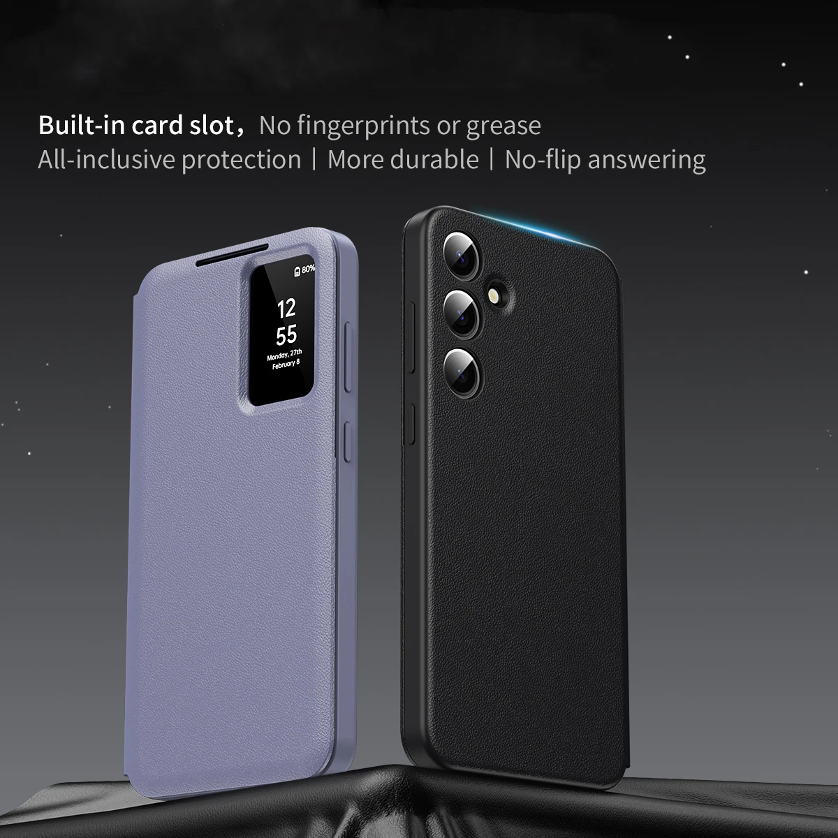 

Откидная крышка из искусственной кожи с умным окном для Samsung Galaxy S25 Ultra S24 S23 S22 Plus, чехол с слотом для карт