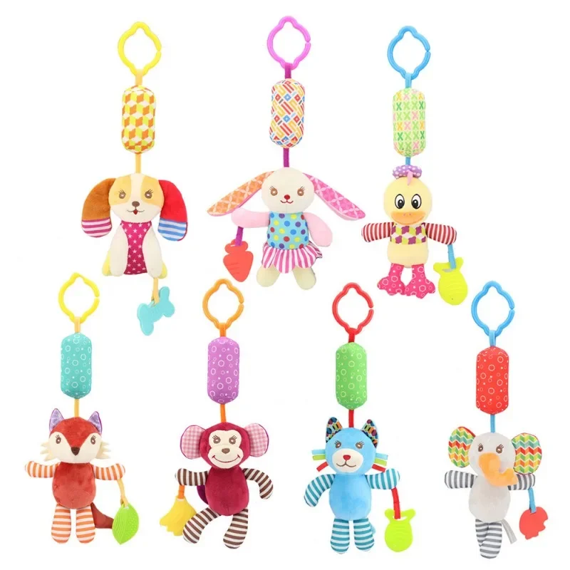 Desenhos animados Listrado Boneca De Pelúcia para Carrinho De Bebê, Animal Pingente, Sino De Suspensão, Chocalho Calmante, Cama Bell, Brinquedo Recém-nascido