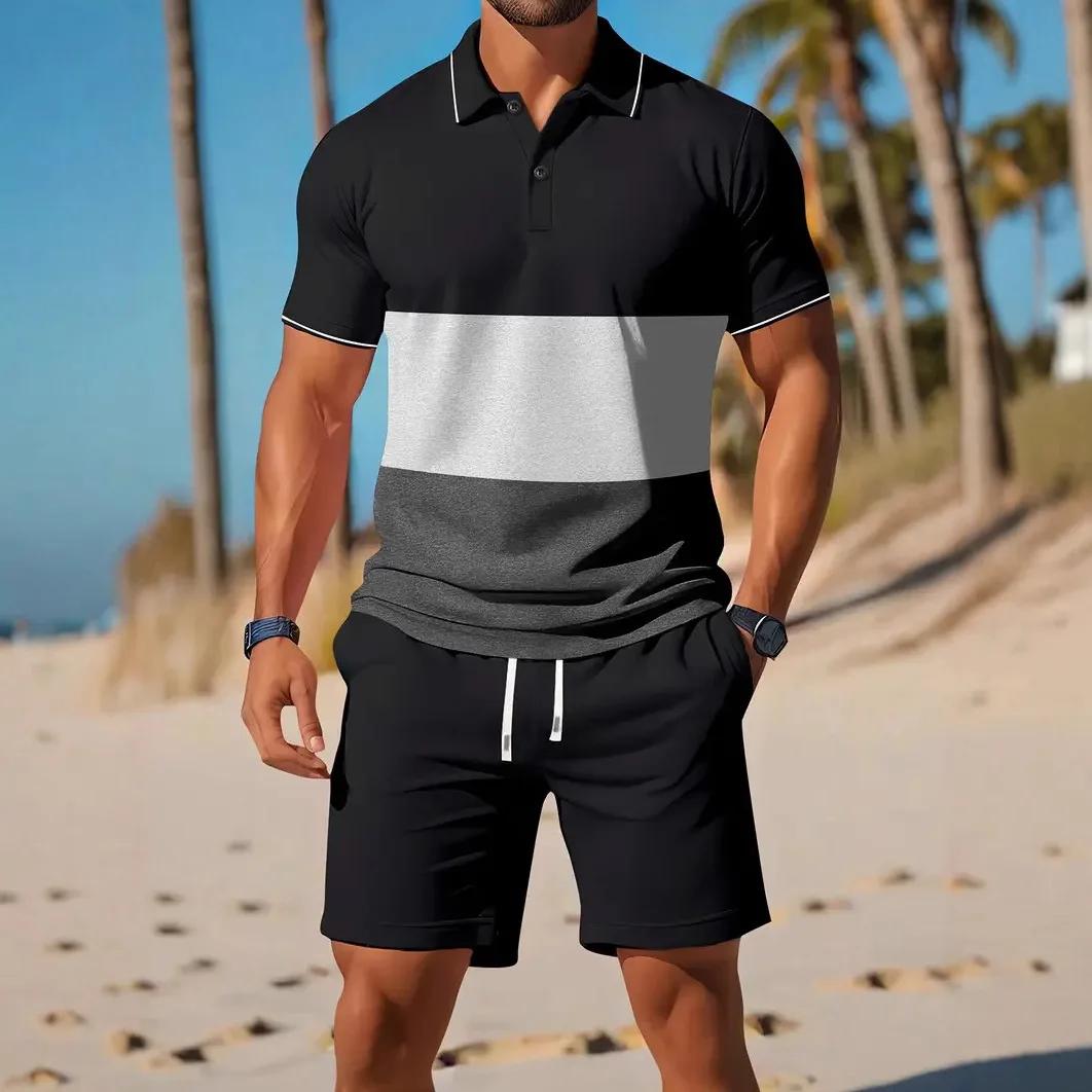 طقم تي شيرت كاجوال بألوان متباينة irt ort Sve للرجال موسم الصيف ألياف البوليستر مادة أخرى 00% #3