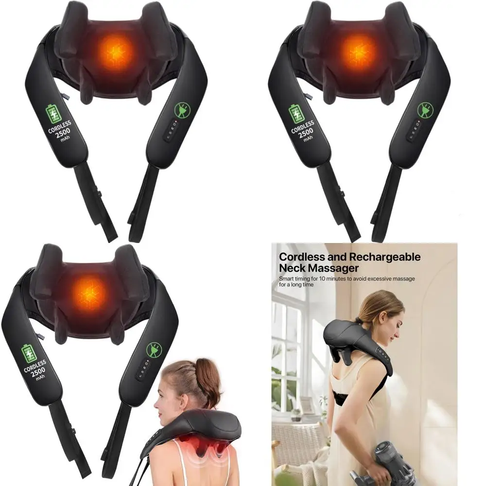 

Перезаряжаемая 3D-массажная подушка с подогревом для глубокого расслабления тканей — отлично подходит для шеи, спины, плеч, ног и в качестве подарка