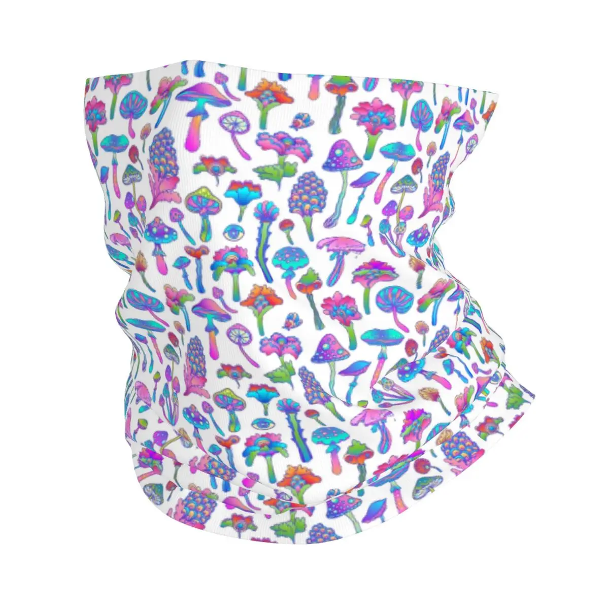 

Custom Psychedelic Magic Flowers Snd Mushrooms Bandana Neck Warmer Women Men Winter Hiking Ski Scarf Gaiter Face Cover