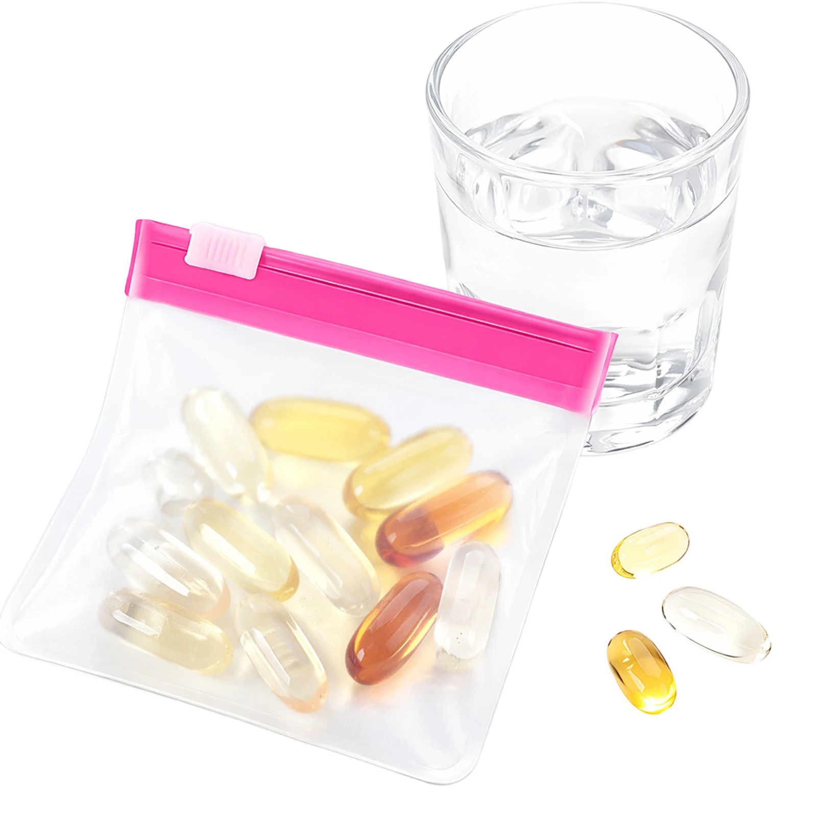 7 Colors Portable Pills Pouch Bags with Slide Lock Translucent Medicine Organizer Multi-Purpose for Handicrafts Office Supplies