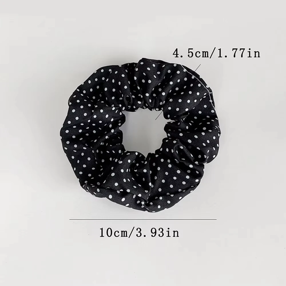5 Stück Niedliche Rosa Mädchen-Haargummis Schonende Gepunktete Koreanische Premium-Haarbänder Hochelastische Bunte Pferdeschwanz-Haargummis Schwarz 1 – Detail 2