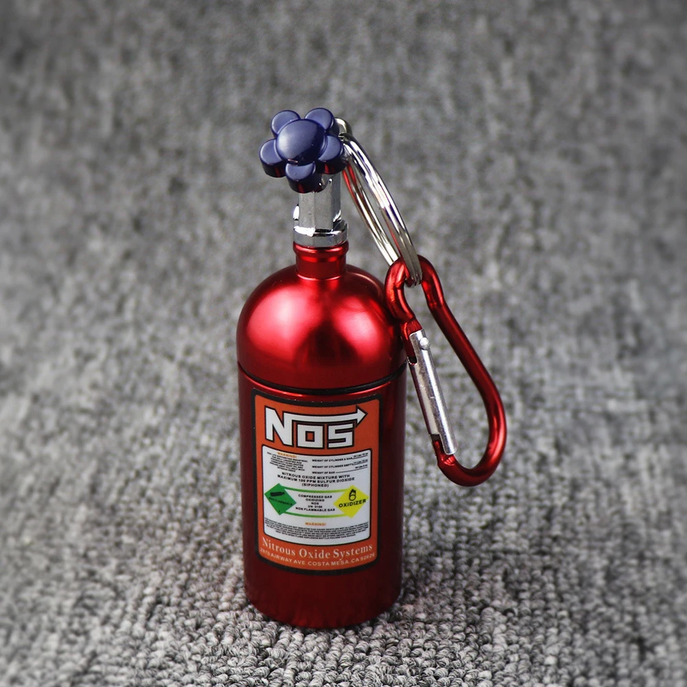 10 cm Outdoor NOS Fles Stijl Sleutelhanger Auto Asbak Metalen Auto Asbak Hoge Kwaliteit Aluminium Sleutelhanger Tas Hanger