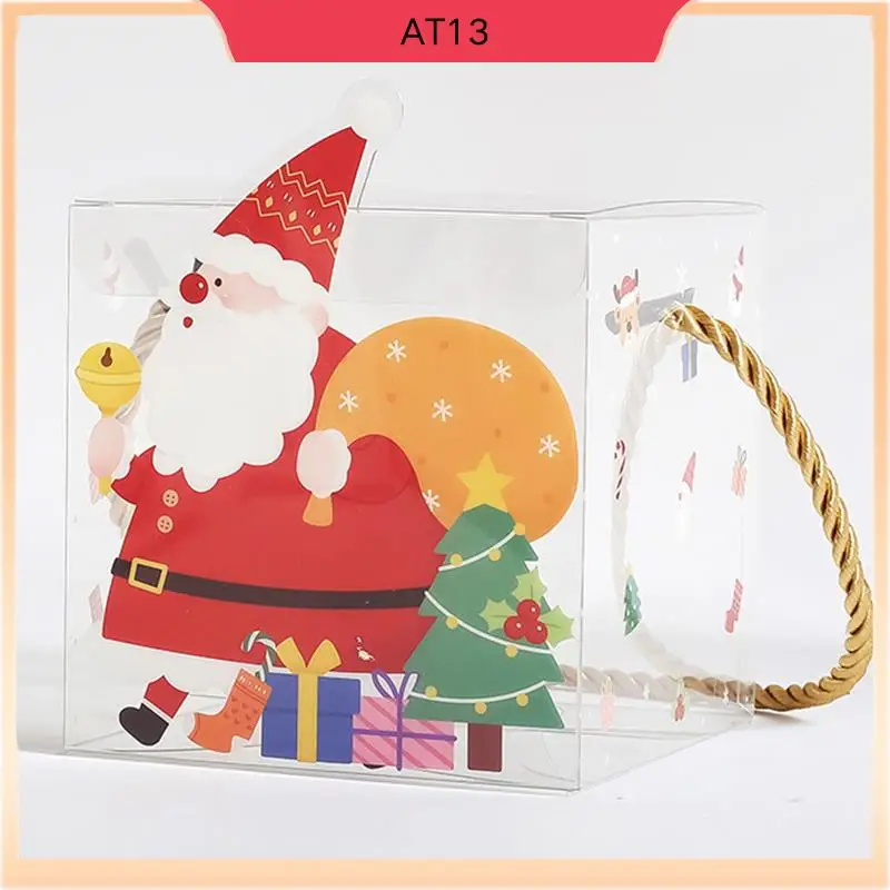 

AT13 20PCS Christmas PVC Square Clear Candy Gift Box Gifts Packaging Box New Year Merry Christmas Decor Navidad Supplies