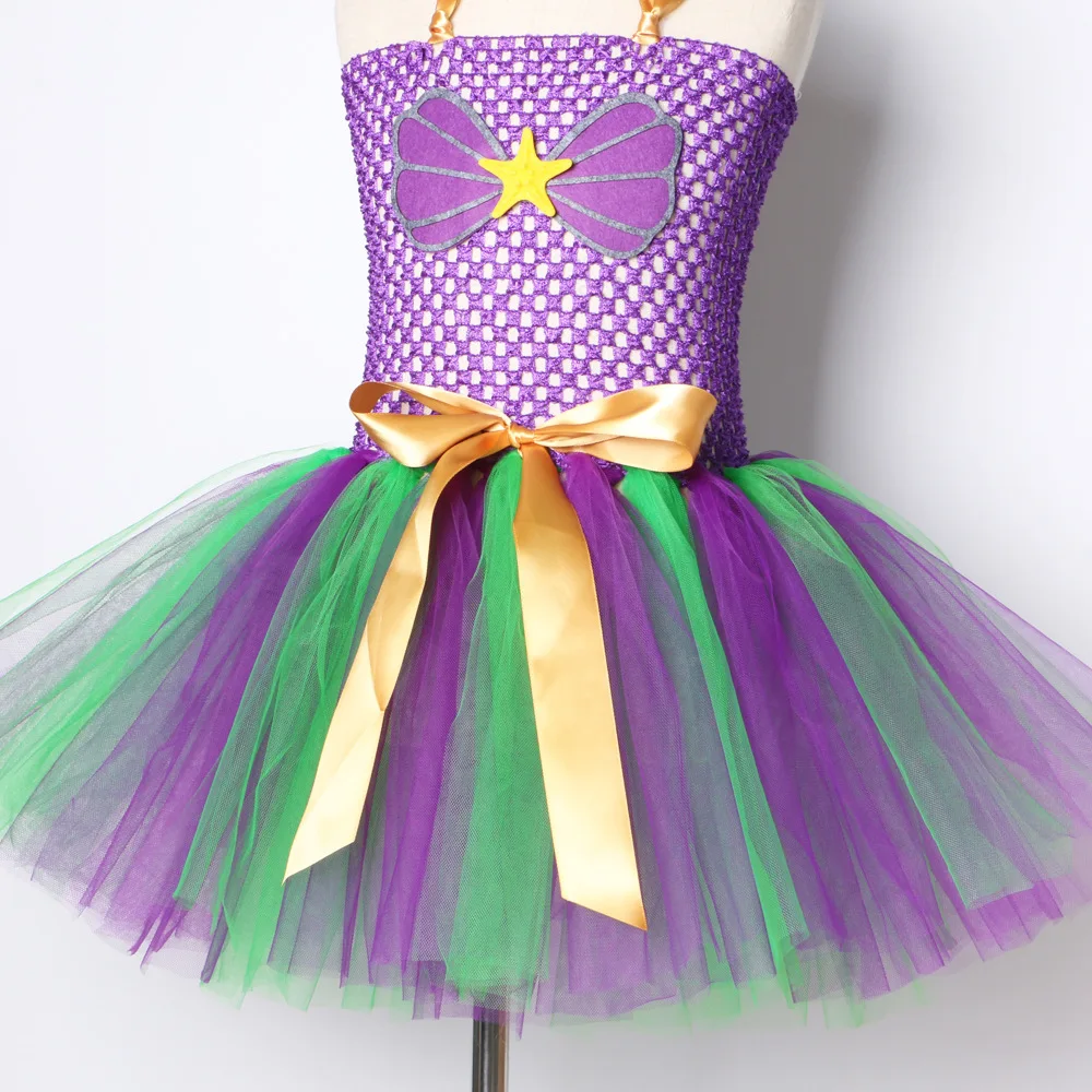 Theeper Purple Sweet Tulle Tutu Dress Fluffy Layer Mesh Princess Gown Cute Birthday Stage Holiday Party Photo Gathering Outfit