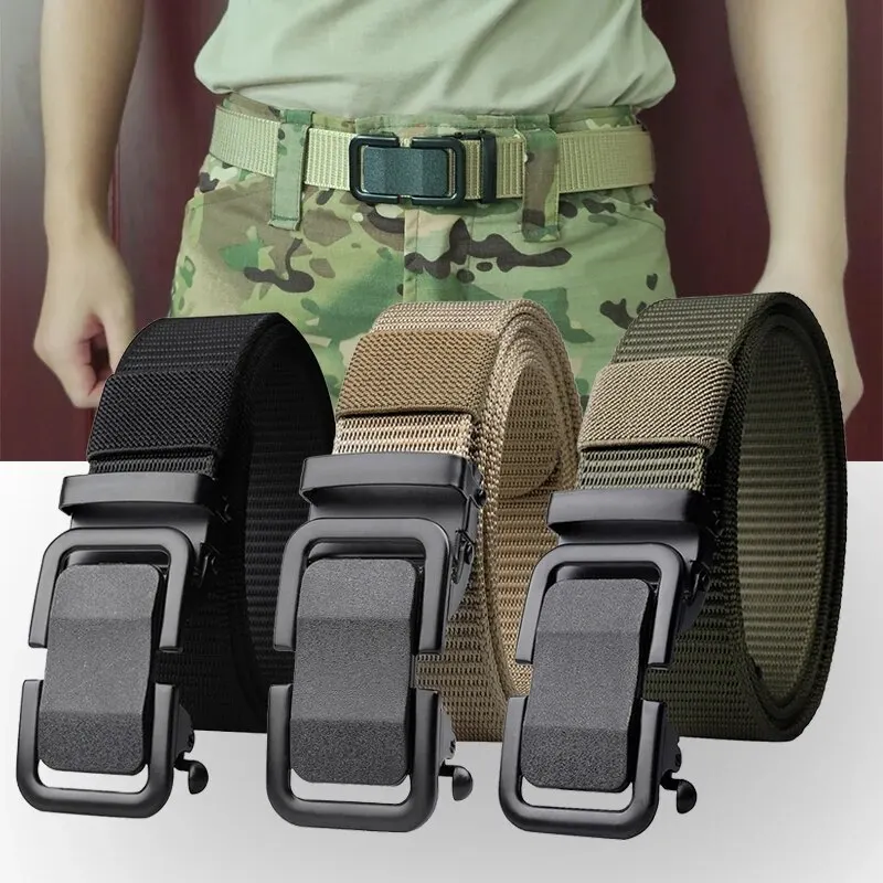 A Men's Tactical Belt Made of Nylon Material With 6 Color Options, Equipped With A Zinc Alloy Automatic Buckle.