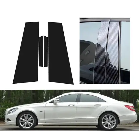 유광 블랙 실버 탄소 기둥 포스트, 메르세데스 벤츠 CLS 클래스 W218 2012-2016 에 적합, 문짝 창문 기둥 BC 트림 스티커 커버 유광 블랙 실버 탄소 기둥 포스트, 메르세데스 벤츠 CLS 클래스 W218 2012-2016 에 적합, 문짝 창문 기둥 BC 트림 스티커 커버