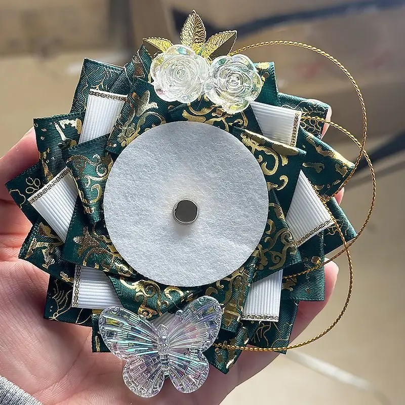 lolita Accessories luxury badge holder hand made Badge Rosette ribbon Butterfly Decorate quadratic element Anime cosplay