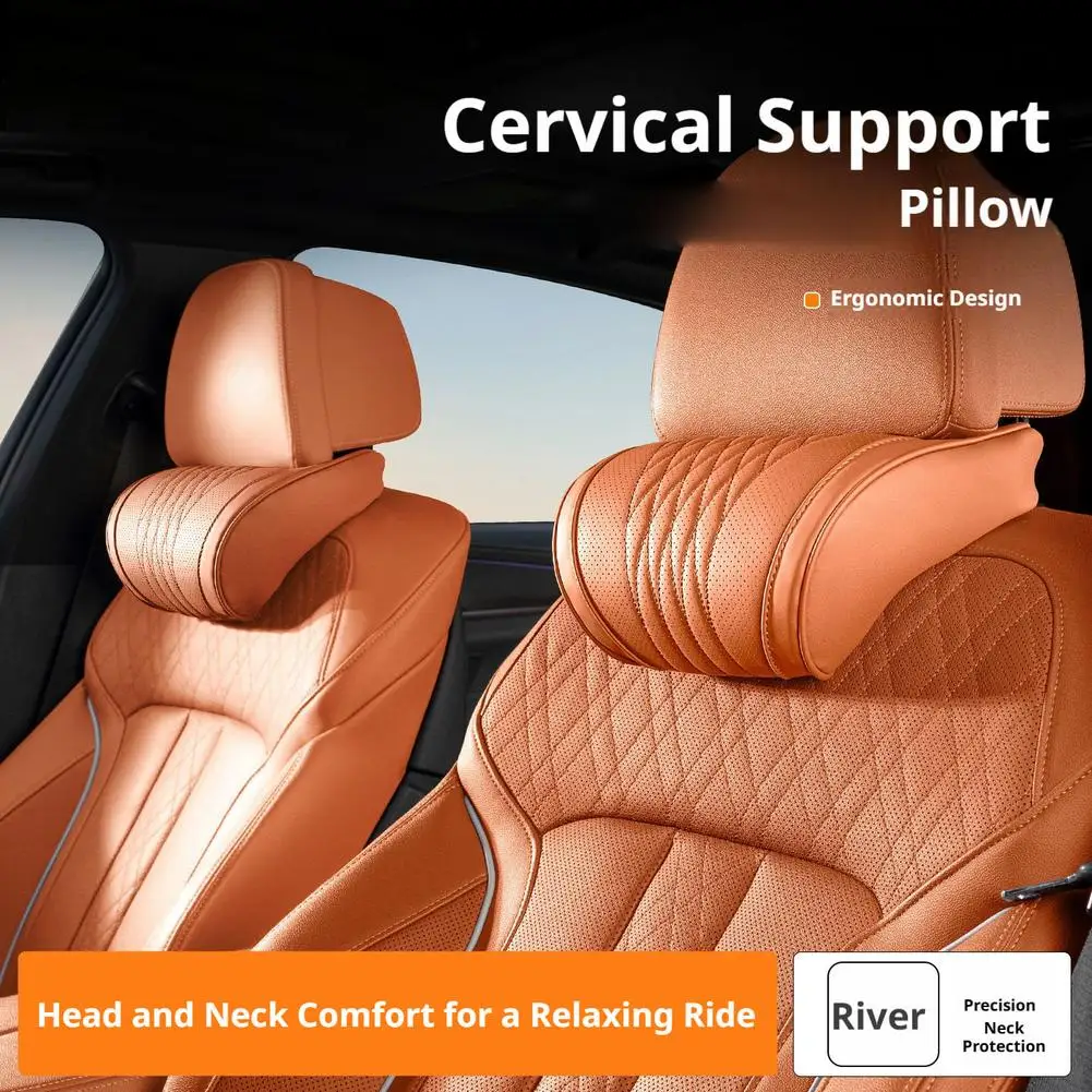 Adjustable Car Headrest Pillow Memory Foam Neck Cushion Breathable Leather Seat Accessory All Season Universal Headrest Cushion
