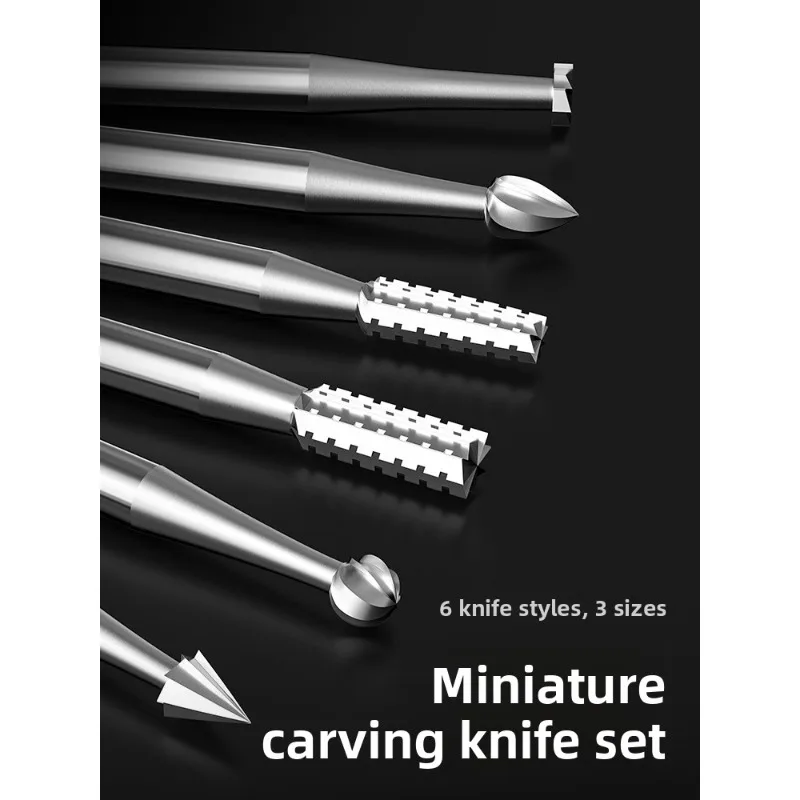 2.35mm Olive Pit Carving Bits Ivory Nut Solid Carbide Straight‑Tooth Ball Needles Wood & Peach Pit Carving Milling Drill Bit Set