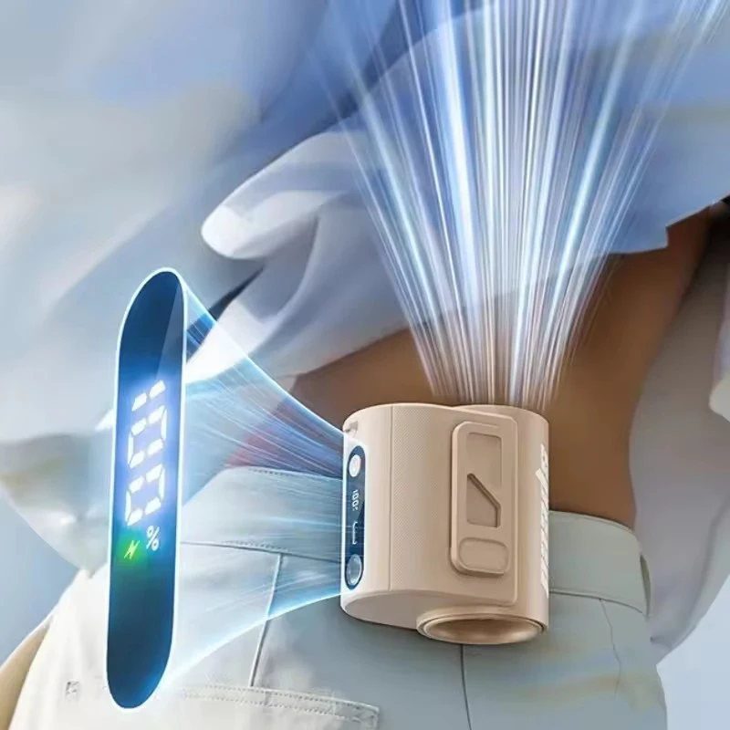 مروحة الخصر Xiaomi 8000 مللي أمبير قابلة لإعادة الشحن ومضادة للسقوط وممتصة للصدمات ومصباح يدوي خارجي ومراوح رقبة معلقة للرياضة