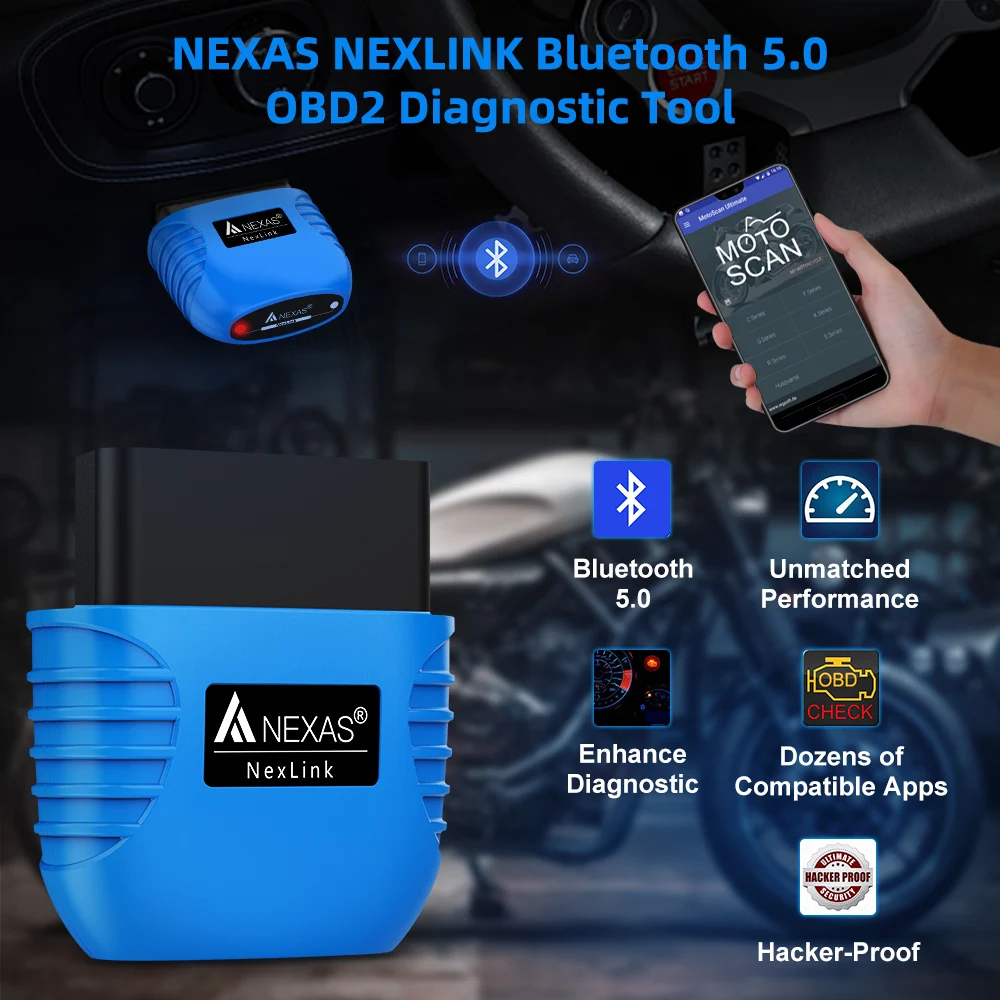 Nexas-Bluetooth 5.0車診断ツール,オートバイスキャナー,nexlink obd 2スキャンツール,iOS, Android, Windows,eobd用コードリーダー