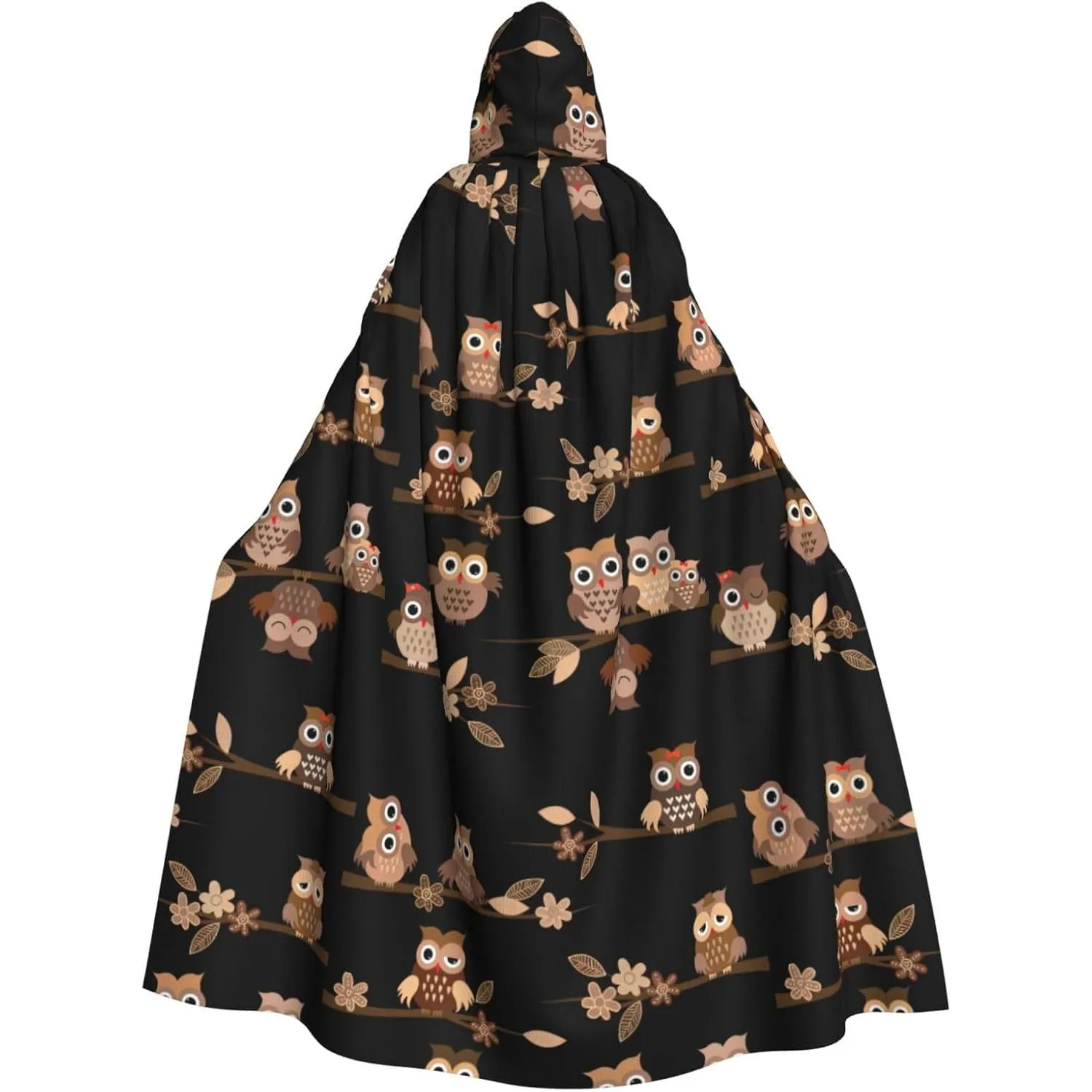 

Милая коричневая накидка с капюшоном и принтом совы из мультфильма для взрослых, карнавальная праздничная накидка, халат для косплея, костюм для вечеринки, готический карнавал