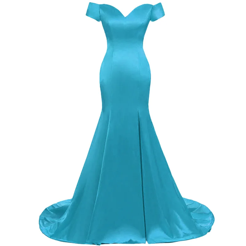 Green Mermaid Bridesmaid Dresses Satin Sexy V-neck Off Shoulders Simple Elegant Wedding Party Dress African Evening Robe