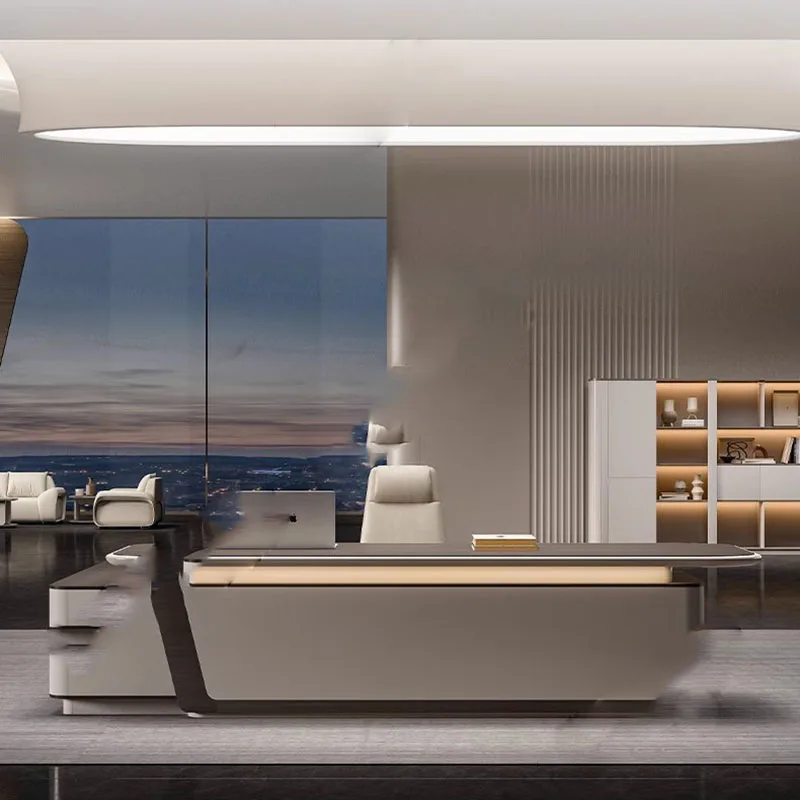 Prateleiras artesanato mesa de escritório armazenamento recepção computador moderno mesa de escritório europeu nórdico escritorio móveis comerciais