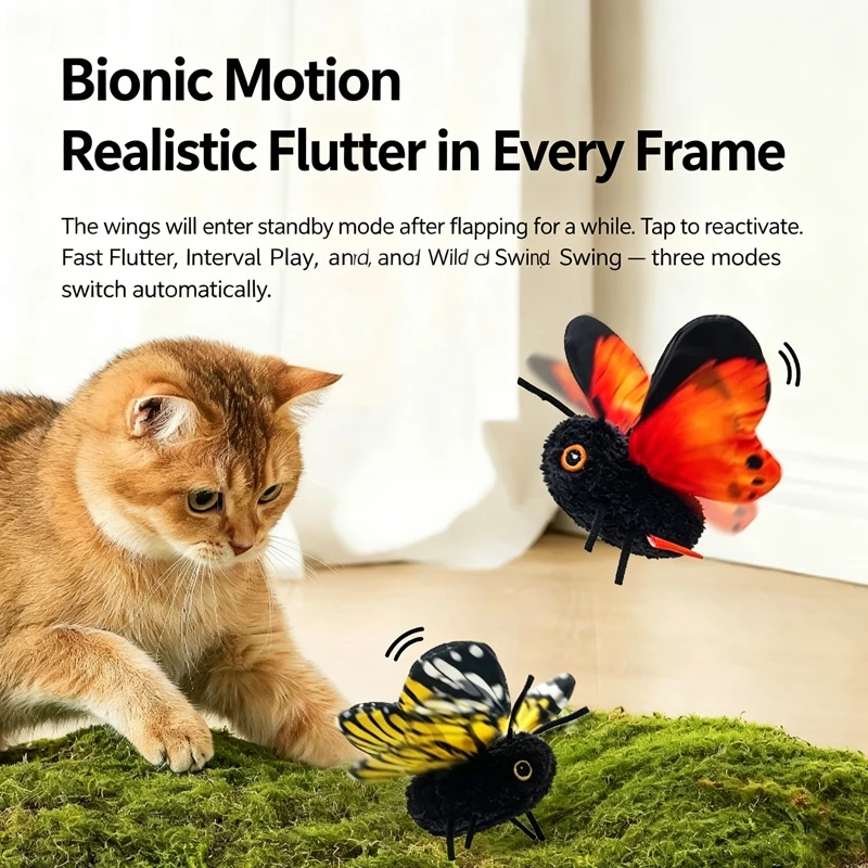 Simulated Butterfly Insect Cat Toy Automatic Electric Cat Teaser Wand Self Play Boredom Relief Interactive Pet Toy For Kitten