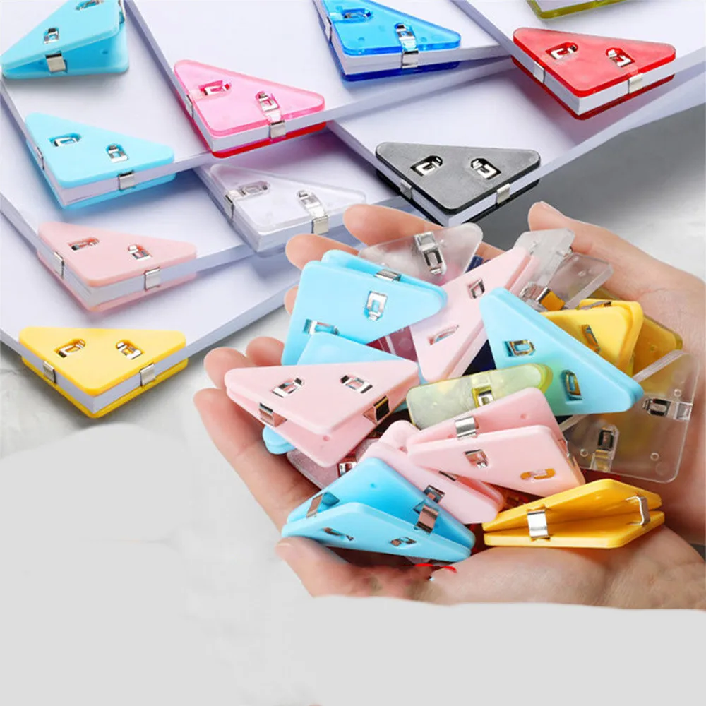 Multicolor Solid Color Mini Corner Clip Clear and Page Clips Paper Clip Students Clip File Index Photo Office School Supplies