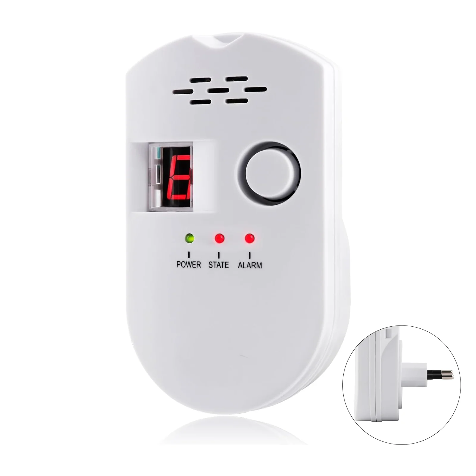 Rilevatore di gas CHZHVAN, rilevatore di perdite di gas GPL/gas naturale/carbonio e monitor propano butano Display digitale a LED Spina UE per cucina