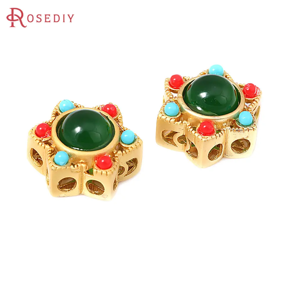 5PCS Matte Gold Color Brass Colorful Nepalese Beads Bracelets Beads Diy Jewelry Accessories Making Rosediy official-website