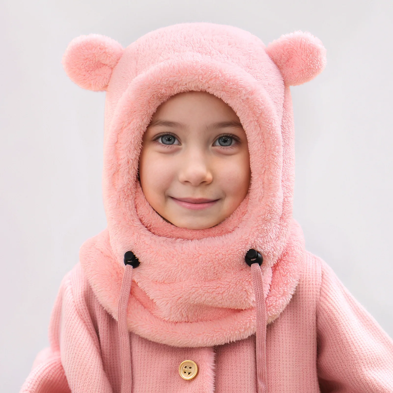 Children's Hats for 3-14 Years Old, Velvet Ear-Protecting Scarves for Boys in Autumn and Winter, One-Piece Hats image 3
