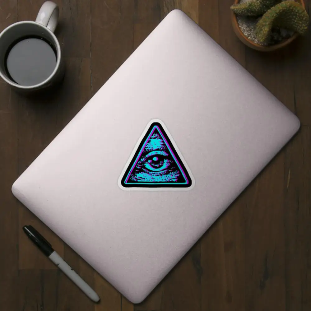 Retro Illuminati Eye Sticker for Laptop Decor Bedroom Car Cute Cartoon Art Fashionable Public Suitcase