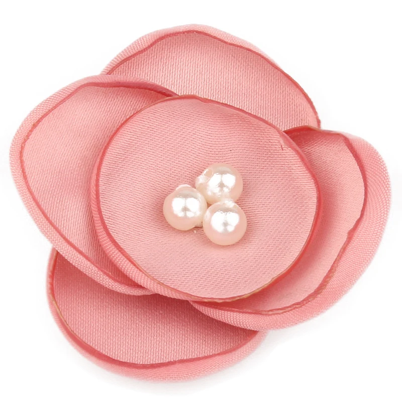 200pcs/lot 5cm Newborn Chiffon Petals  Pearls Flower For Hair Clips Fabric Flowers For Baby Girls Hair Accessories/Headbands