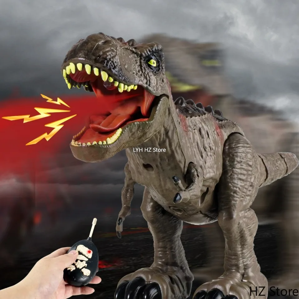 Rouge-Dinosaure Raptor Télécommandé pour Enfant, Jouet Électrique