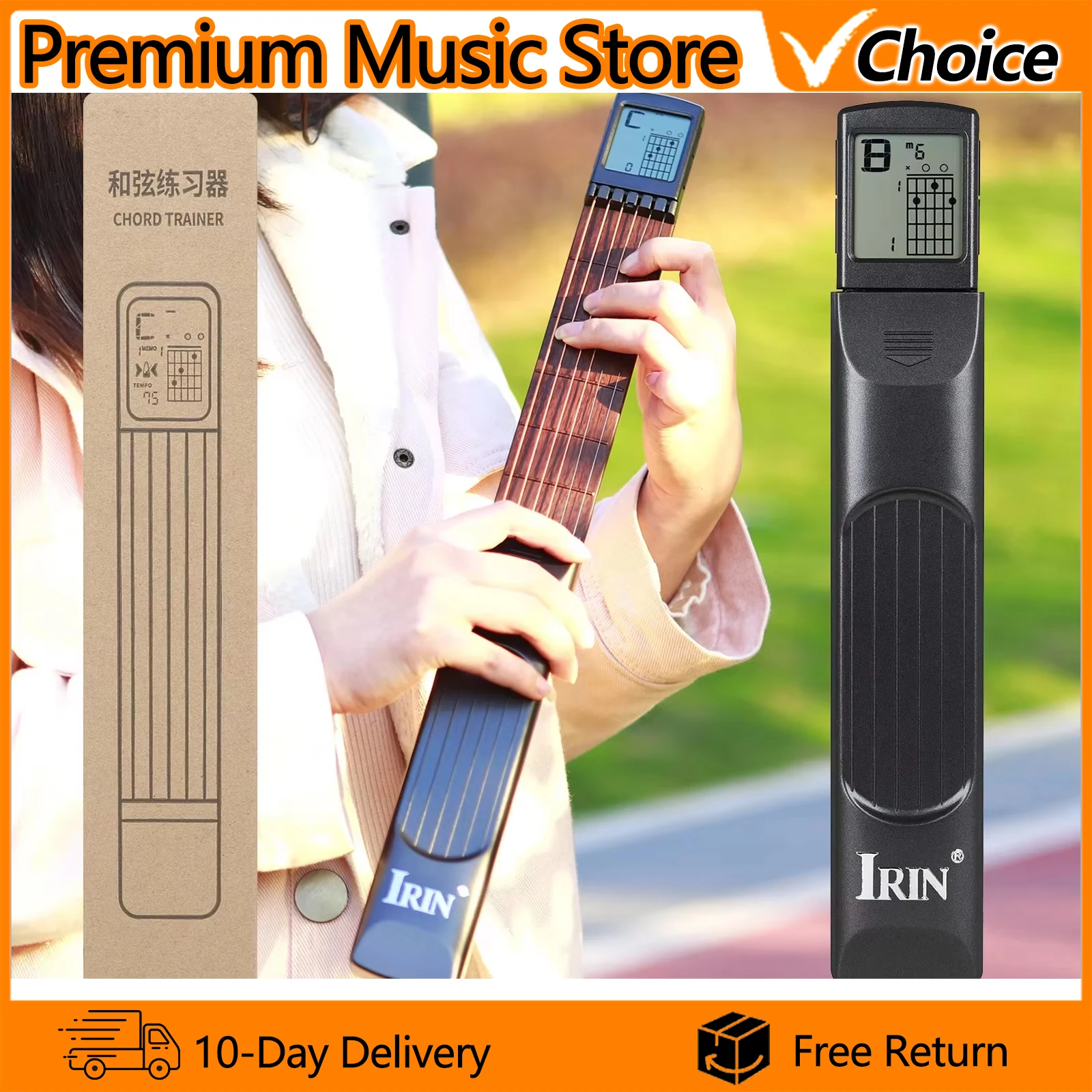 Pocket Guitar Chord Trainer Guitar Practice Tool with Screen 6 Frets Guitar Finger Trainer for Guitar Beginner Study Exercise