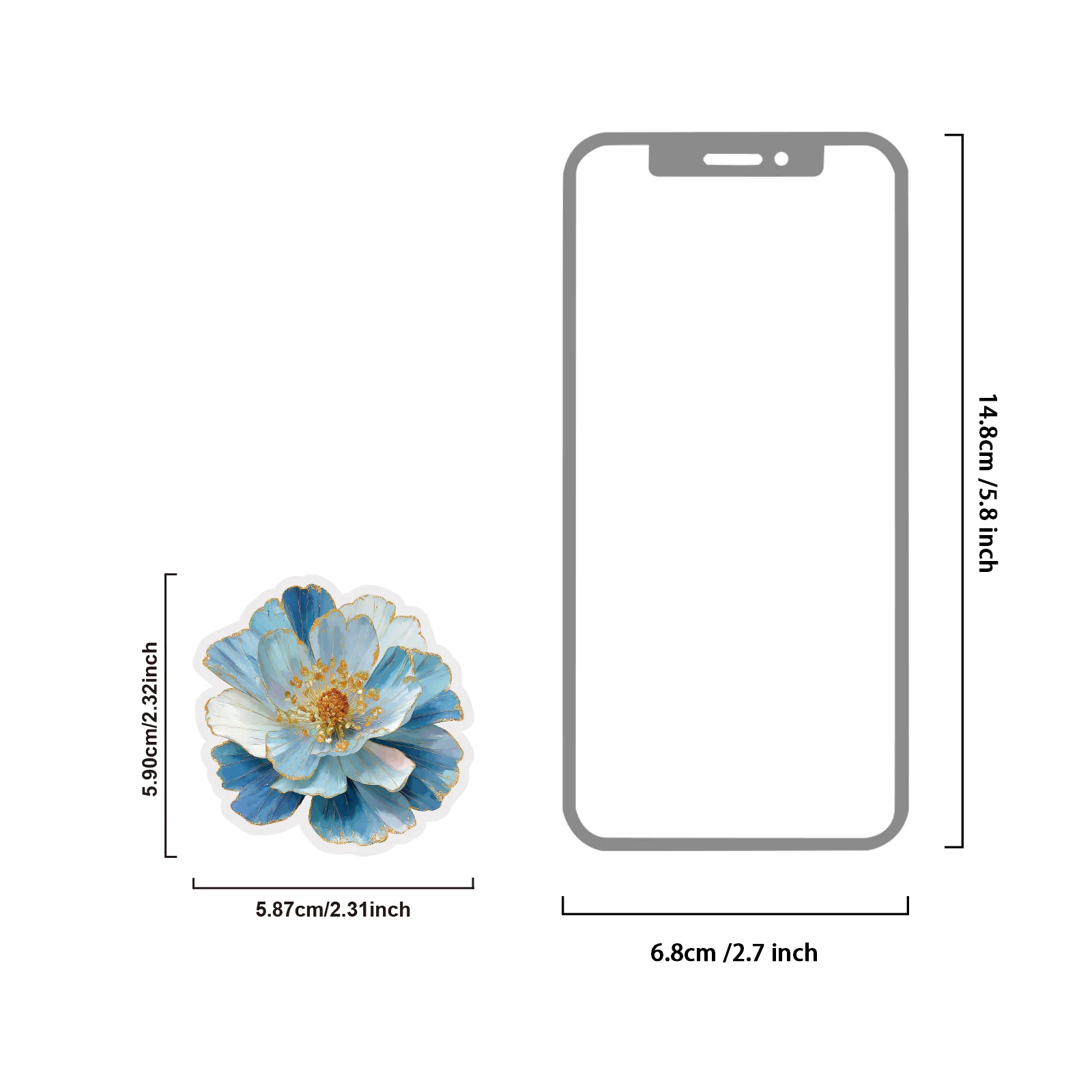Etori Life Cobalt Blue Dreamland 20Pcs Vintage Blue Flower Gold Foil Still Texture Pattern Pet Stickers for Handmade Scrapbooking Supplies, Notebooks, Phone Stickers, Office Decoration Accessories, Room Decoration, Children's Gift Paper Bags, Card Making, DIY Artwork, School Supplies, Vintage Parties, Baking Seals, Toy Stickers