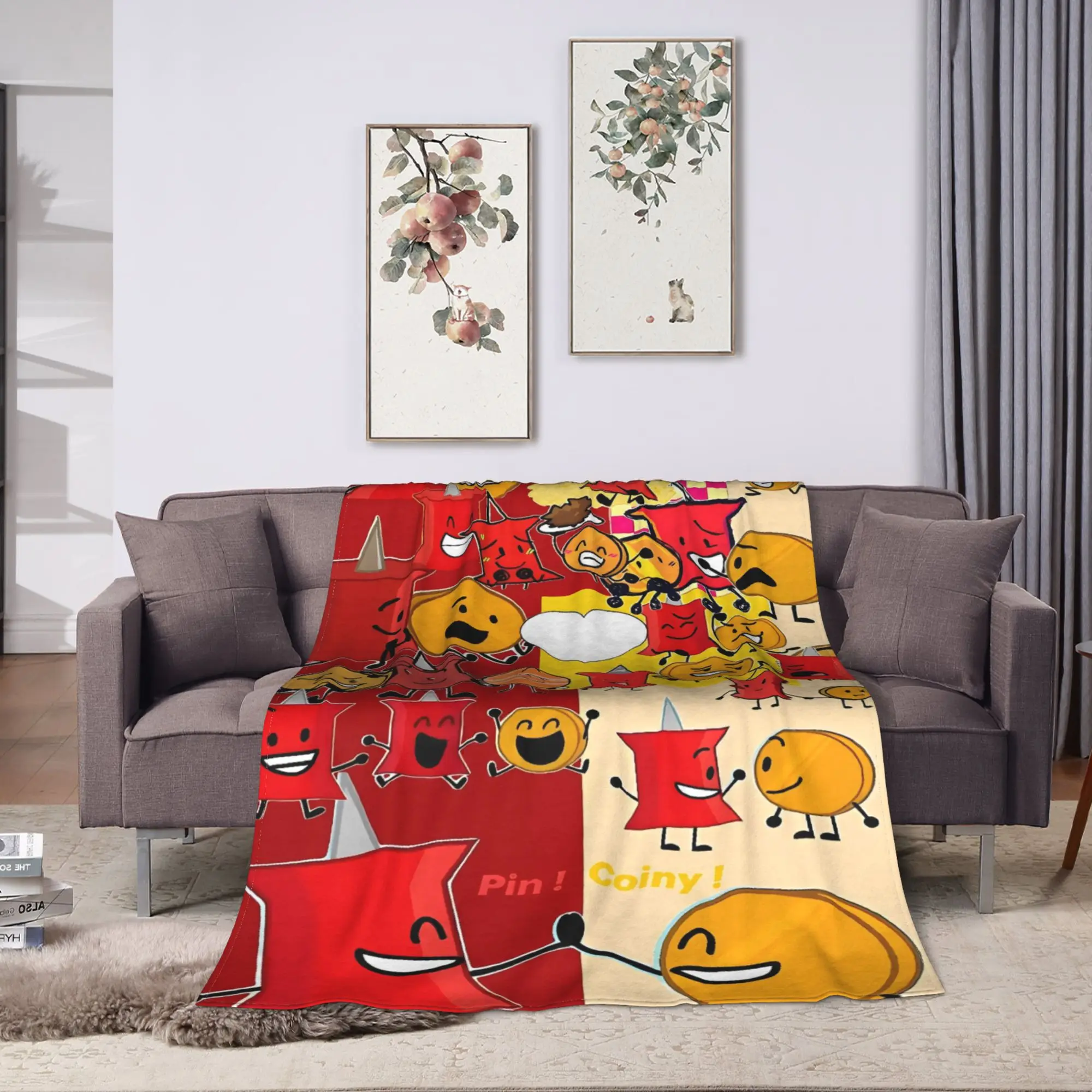 Soft BlanketsKids Decorative BFDI Battle for Dream  Throw Blanket  Flannel Bedspread Couch Chair Sofa Bed Pattern Sofa Bed Cover