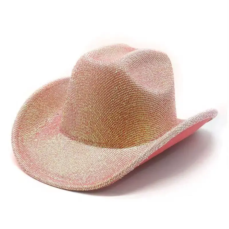 Hongluan glitter traje chapéu adulto & cowboy chapéus strass para mulher, cowboy cosplay acessórios femininos & cowgirl boné