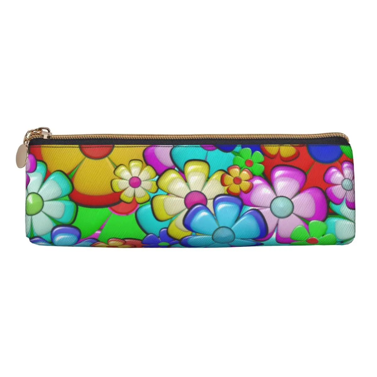 Hippy Flowers Print Pencil Case Retro Modern Art Pencil Pouch Girls Boys Vintage Large Back To School Pencil Cases Stationery