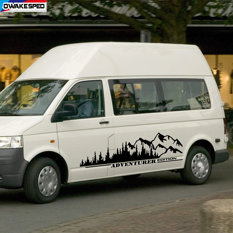 

2PCS Car Door Side Stickers Mountain Forest Decal For Volkswagen VW Multivan TRANSPORTER T5 T6 Toyota Elfa Accessories