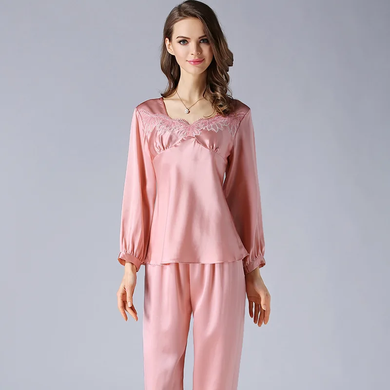 Long-sleeved Mulberry Silk Women Pajamas Set Spring and Autumn Luxury Sleepwear Nightclothes Summer Outfits Thin Casual Homewear