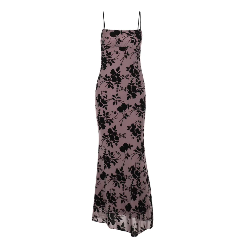 فستان YJAutumn طويل مخملي أنيق جديد مع أشرطة #4