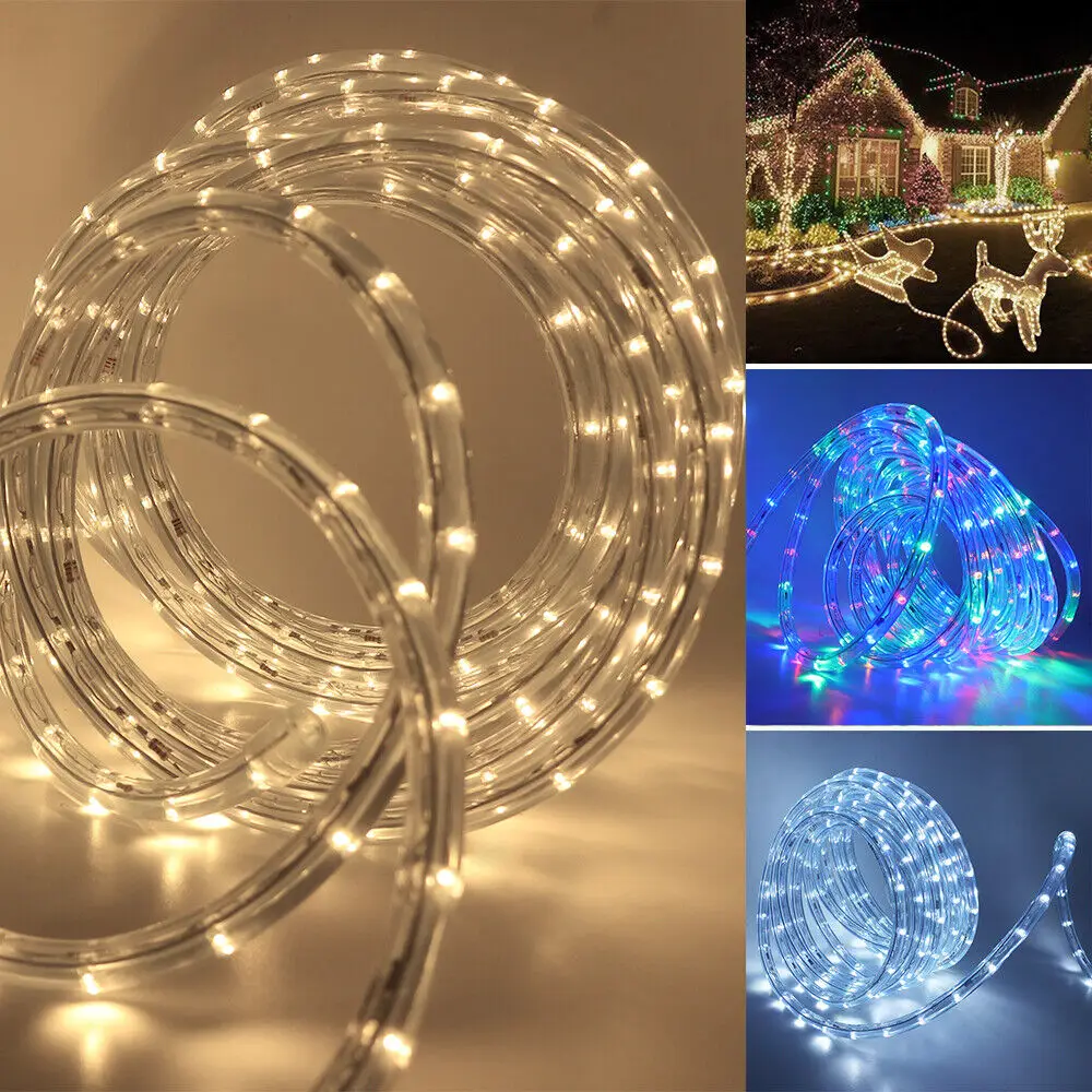 220V 360° Round Neon Light Flexible PVC Hose Colorful Neon Sign 11mm 2-Wire LED Strip Neon Rope RGB Waterproof Outdoor Lighting