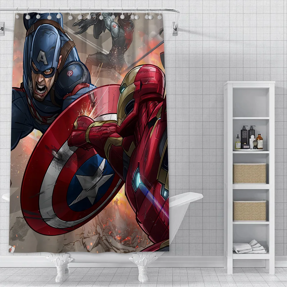 Marvel Iron-Man Shower Curtain Waterproof Polyester Fabric Paint Colorful Bath Curtains Home Bathroom Decor Curtain With Hook