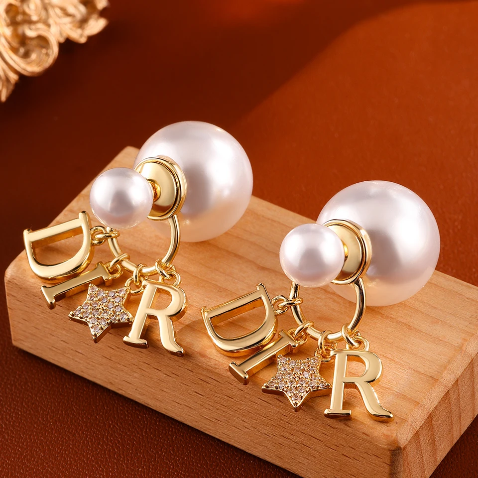 Pendientes elegantes de estrella de perlas para negocios, adecuados para que las mujeres usan joyería de moda para viajes, banquetes y fiestas