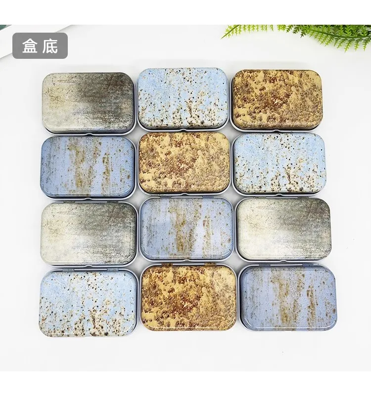 12 Pcs Retro Portable Jewelry  Middle Size Cover Iron Tin Metal Case / Can/Pill Cute Small Kit/Candy Storage Gift Box